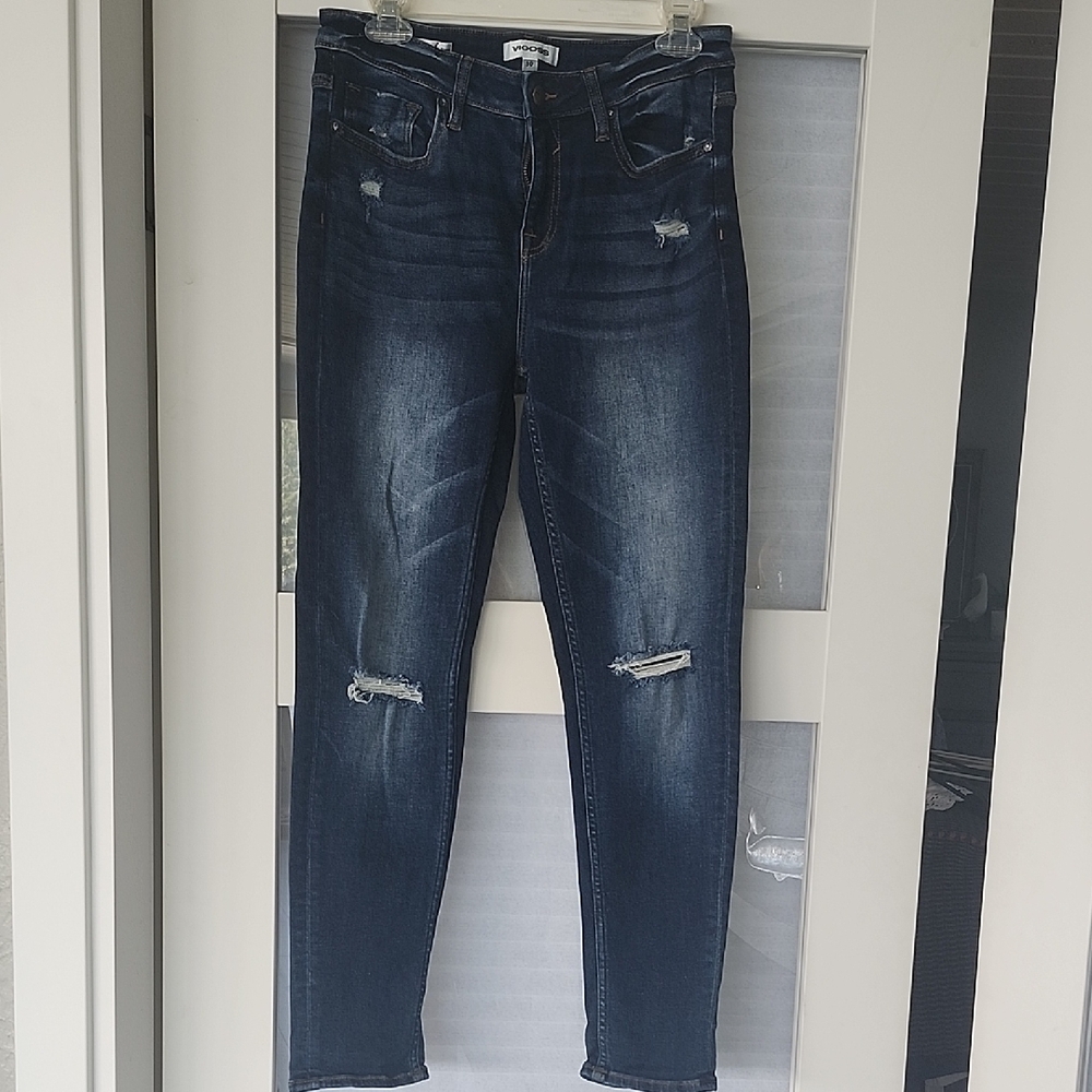 Vigoss Blue Ankle Cropped Jeans Distressed